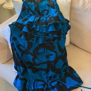 Blue and Black Ruffled Skirt Woman Top Size M fix Size S